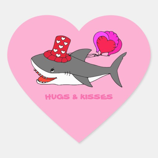 Sticker Cœur Cute Valentine's Day Shark (Devant)