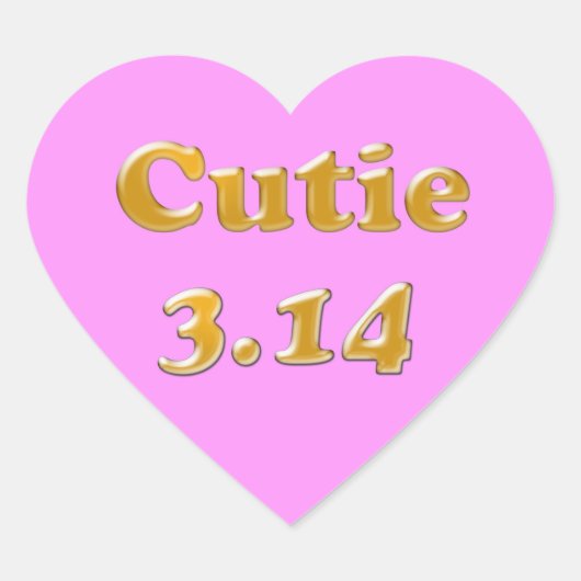 Sticker Cœur Cutie 3,14 Pi Jour Rose (Devant)