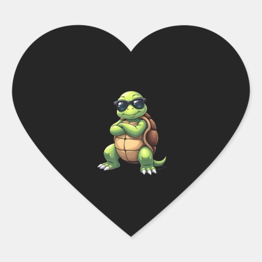 Sticker Cœur Dabbing Sea Turtle Animal Lover Save The Turtles ( (Devant)