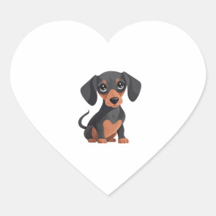 Sticker Cœur Dachshund Caricature adorable Wiener Dog Clipart