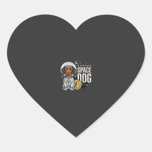 Sticker Cœur Dachshund Chien Spatial Astronaute Vecteur