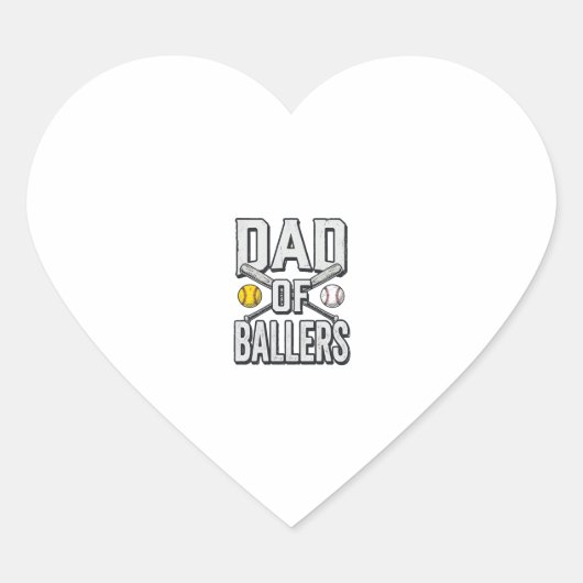 Sticker Cœur Dad of Ballers Softball and Baseball Vintage Shirt (Devant)