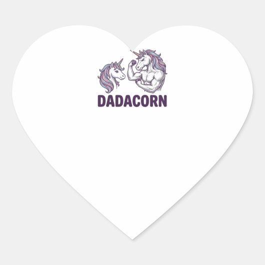 Sticker Cœur Dadacorn Funny Unicorn Dad Vector Shirt Design_1 (Devant)