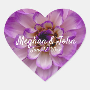 Sticker Cœur Dahlia Purple Lavender Lilac Mariage Floral