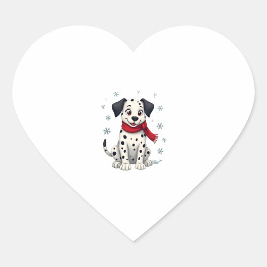 Sticker Cœur Dalmatie Snowy Fun (Devant)