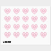 Sticker Cœur Damas rose et blanc (Feuille)