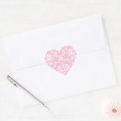 Sticker Cœur Damas rose et blanc (Enveloppe)