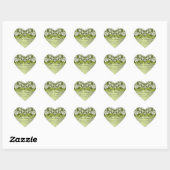 Sticker Cœur Damask vert et blanc Mariage (Feuille)