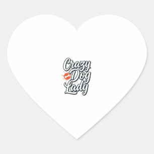 Sticker Cœur Dame Chien Fou Typographie Vintage Amoureux Des An
