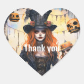 Sticker Cœur Dame de Steampunk avec Merci (Devant)