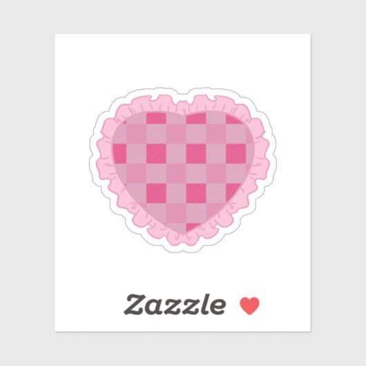 Sticker Cœur damier rose esthétique (Feuille)