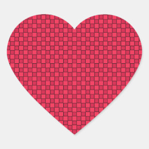 Sticker Cœur Damier rouge noir