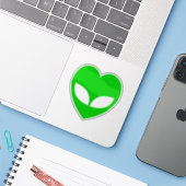 Sticker Coeur d'amour Alien (Ordinateur portable avec iPhone)