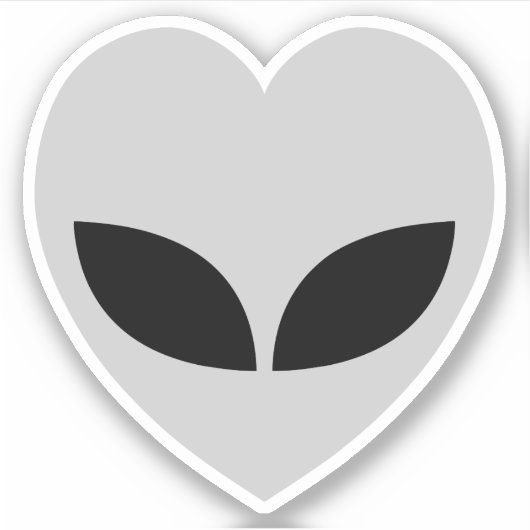 Sticker Coeur d'amour Alien gris (Devant)