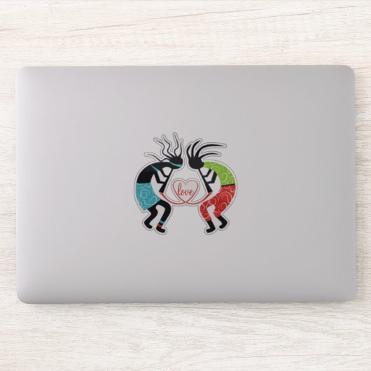 Sticker Coeur d'amour coloré Kokopelli (Ordinateur)