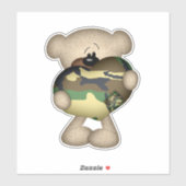 Sticker Coeur d'amour géant militaire Ours camouflé (Feuille)