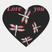 Sticker Cœur Dancing Pink Dragonfly Bugs (Devant)