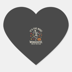 Sticker Cœur Danse de squelette de Halloween Citrouille d'autom
