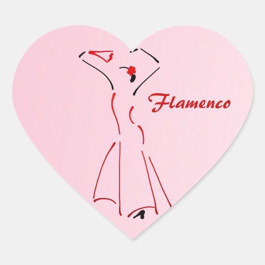 Sticker Cœur Danseur de flamenco avec texte personnalisable (Devant)