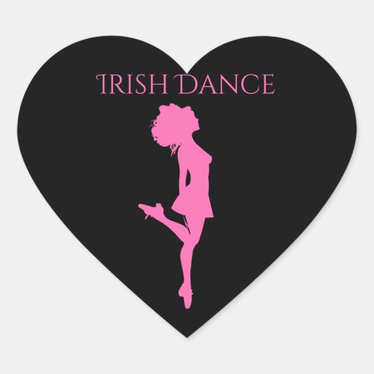 Sticker Cœur Danseur irlandais hard Shoe noir et rose Danse (Devant)