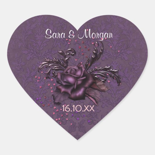 Sticker Cœur Dark Romance Rose 2 sceau Mariage (Devant)
