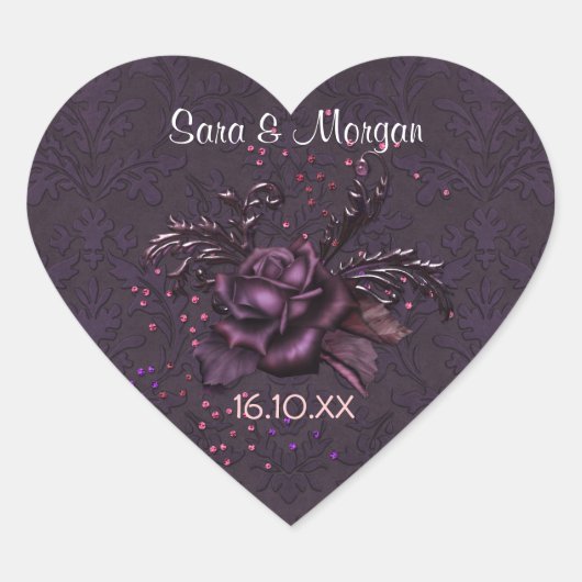 Sticker Cœur Dark Romance Rose 2b Mariage Seal (Devant)