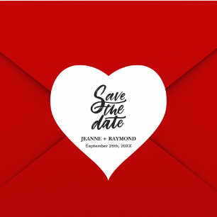 Sticker Cœur Date de mariage personnalisée moderne écrite à la