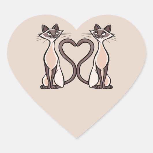 Sticker Coeur de Chats Siamais (Devant)