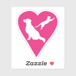 Sticker Coeur de chien et de chat