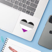 Sticker Cœur de fierté asexuelle (Ordinateur portable avec iPhone)