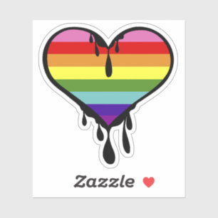 Sticker Coeur de goutte à goutte à l'arc-en-ciel