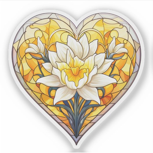 Sticker Coeur de jonquilles en verre tendu (Devant)