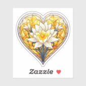 Sticker Coeur de jonquilles en verre tendu (Feuille)