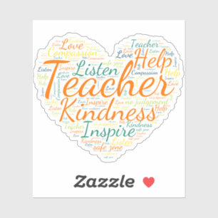 Sticker Coeur de l'enseignant, Enseigner, Amour, Inspirer,