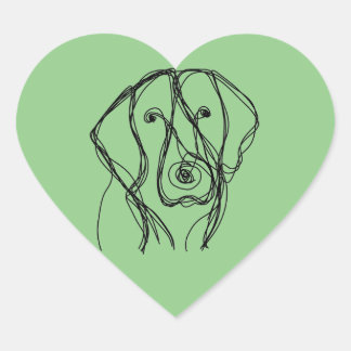 Sticker Coeur de ligne minimaliste de gros chien
