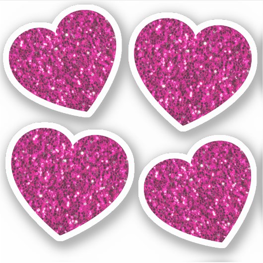 Sticker Coeur de parties scintillant étincelant rose chaud (Devant)