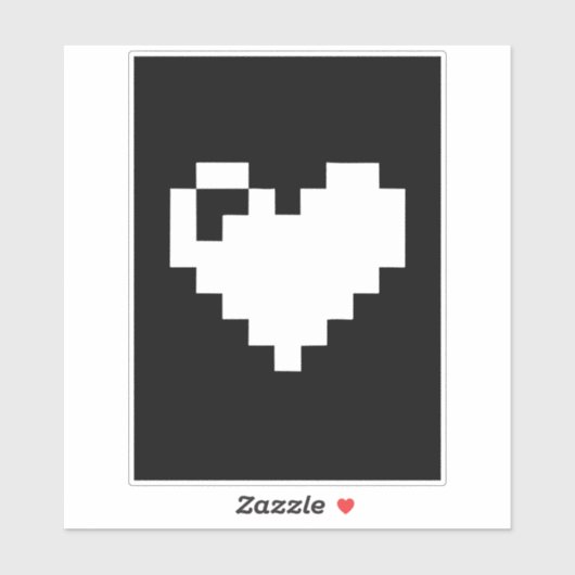 Sticker Coeur de pixel 8 bits (Feuille)