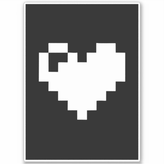 Sticker Coeur de pixel 8 bits (Devant)