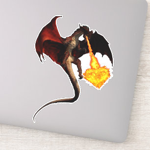 Sticker Coeur de respiration du dragon rouge