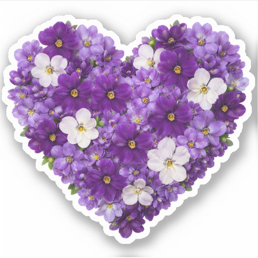 Sticker Cœur de violette Fleur de naissance de février (Devant)