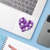 Sticker Cœur de violette Fleur de naissance de février (Ordinateur portable avec iPhone)