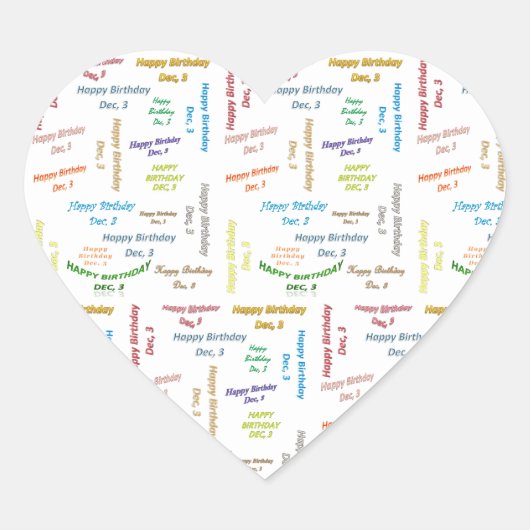 Sticker Cœur Décembre 3 Anniversaire (Devant)