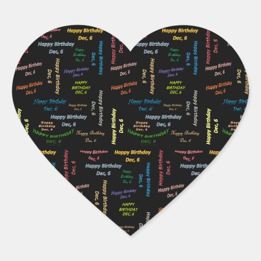Sticker Cœur Décembre 6 Anniversaire (Devant)