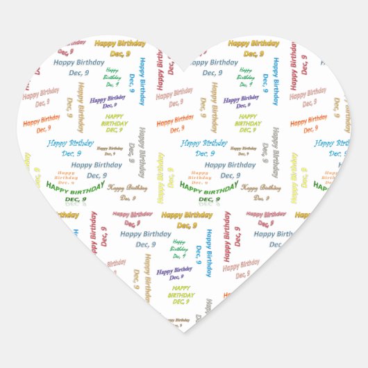 Sticker Cœur Décembre 9 Anniversaire (Devant)