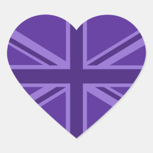 Sticker Cœur Décor Union Jack Accent Violet