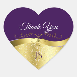 Sticker Cœur Décor Wavy Classy sur Merci violet foncé