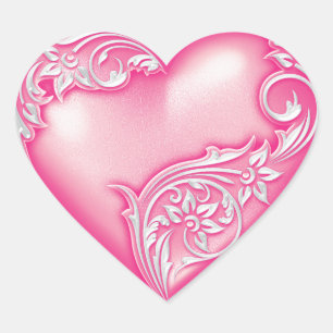 Sticker Cœur Défilement du coeur clair rose chaud avec blanc