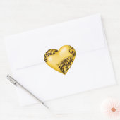 Sticker Cœur Défilement du coeur jaune avec noir (Enveloppe)
