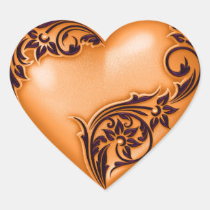 Sticker Cœur Défilement du coeur Orange avec noir