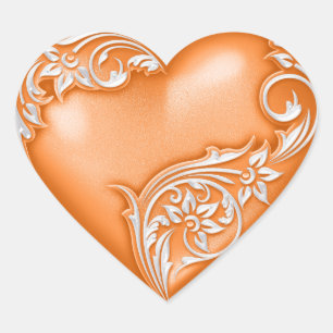 Sticker Cœur Défilement du coeur orange blanc